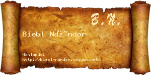 Biebl Nándor névjegykártya